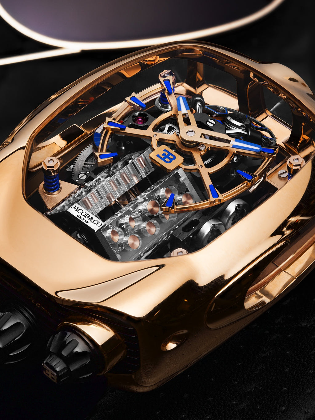 Limited Edition Jacob & Co. Bugatti Chiron Tourbillon timepiece in a rose gold case Watch (G00)