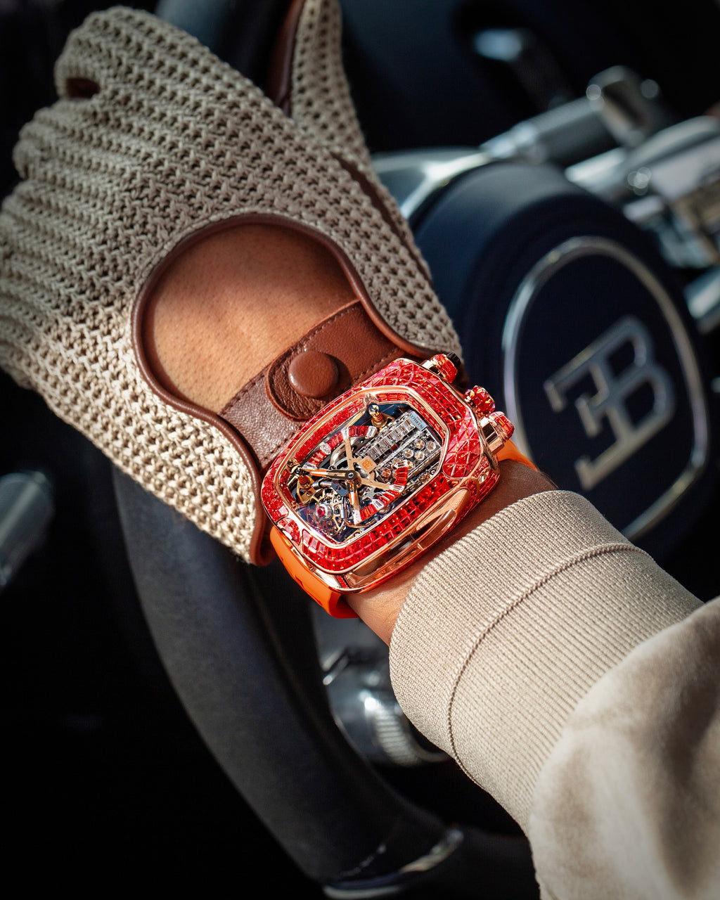Limited Edition Jacob & Co. Bugatti Chiron Tourbillon Baguette watch (G00)