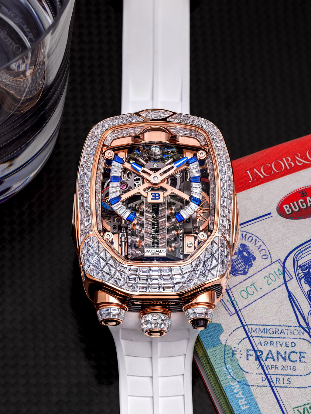 Limited Edition Jacob & Co. Bugatti Chiron Tourbillon Baguette watch (G00)