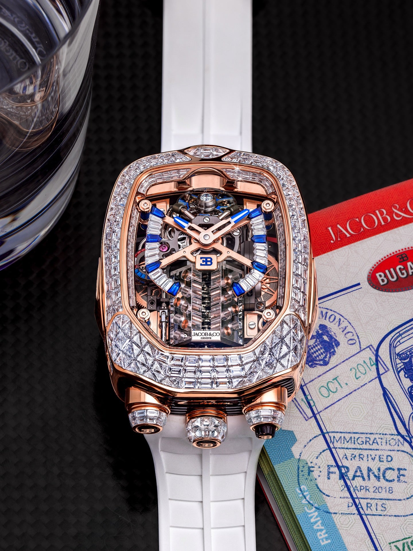 Limited Edition Jacob & Co. Bugatti Chiron Tourbillon Baguette watch (G00)